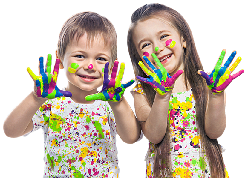 Children with painted hands